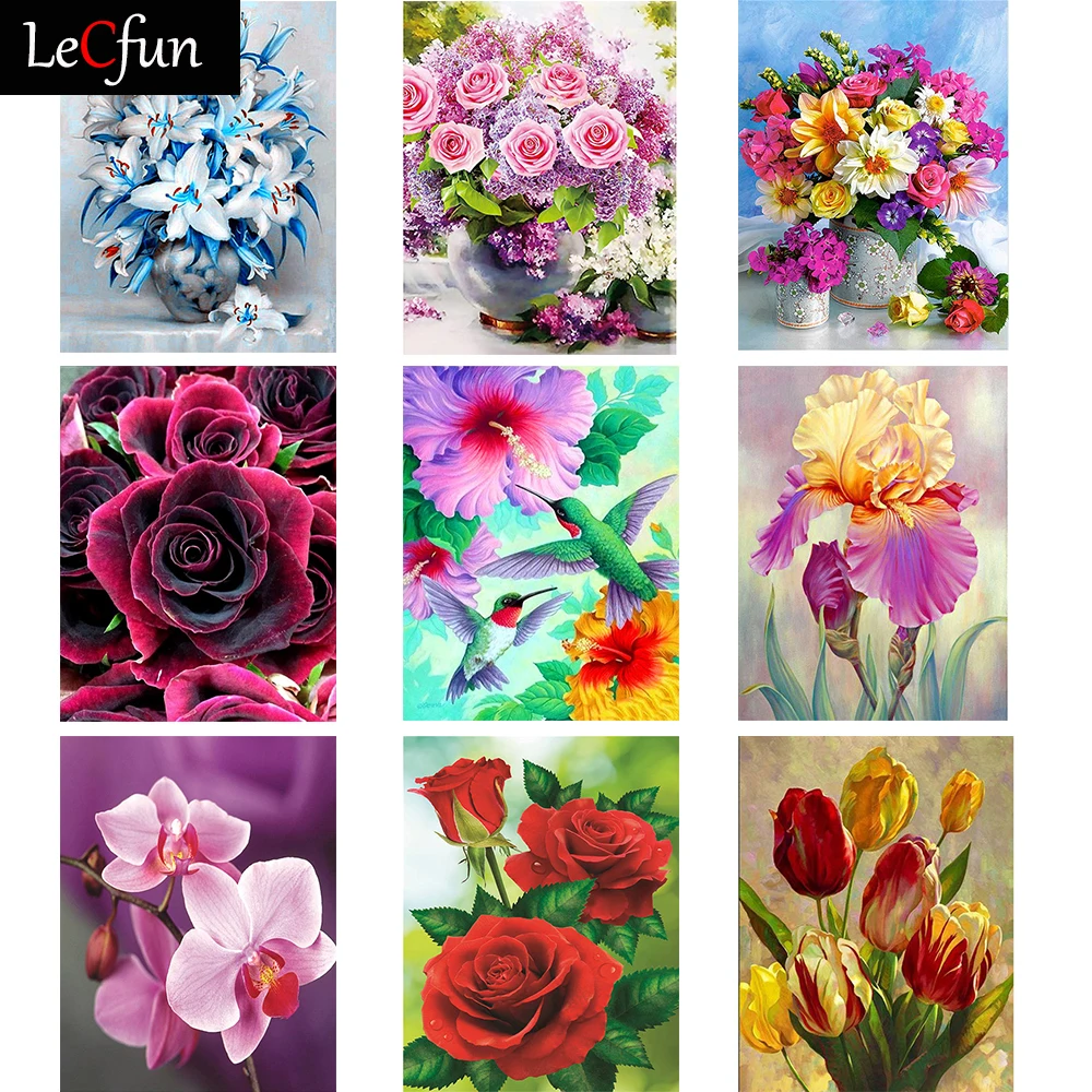 

Набор для алмазной вышивки LeCfun, картина 5D «сделай сам» с цветами, розами, лилиями, полное сверление, блестящие бусины, вышивка крестиком, дом...
