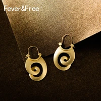 gold color drop earrings for women unique geometric spiral vintage dangle earrings pendientes mujer moda