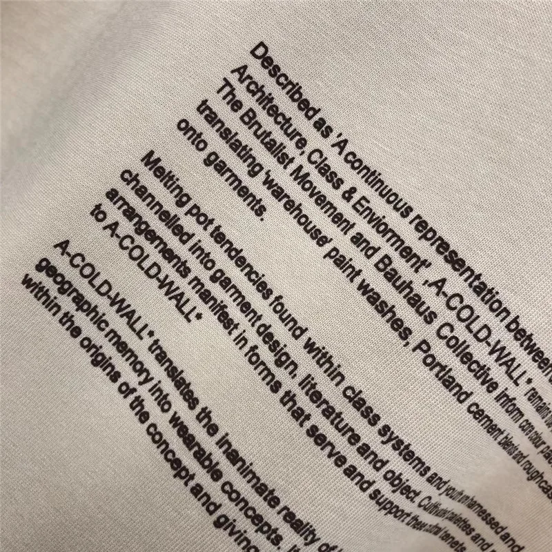 

Apricot Black A-COLD-WALL T-shirt Men Women 1:1 Top Quality Glass Blower ACW Hand Print A COLD WALL* T shirt