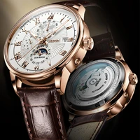 jsdun men mechanical watch top brand luxury automatic watch leather waterproof sports moon phase wristwatch relogio masculino