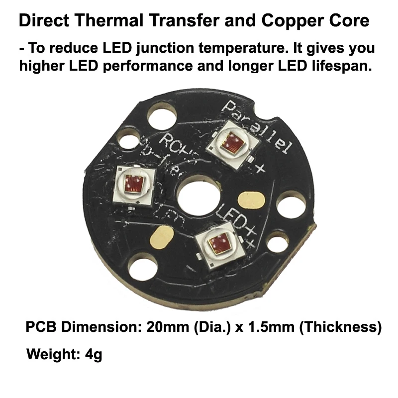 Тройной светодиодный излучатель Cree XP-E2 Photo красный 3535 нм с KDLITKER 20 мм DTP медный MCPCB