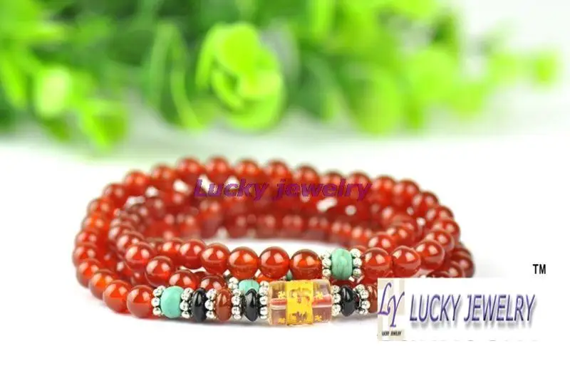 6mm Tibetan Buddhism 108 Red Natural Chalcedony Prayer Bead Mantra Mala | Украшения и аксессуары