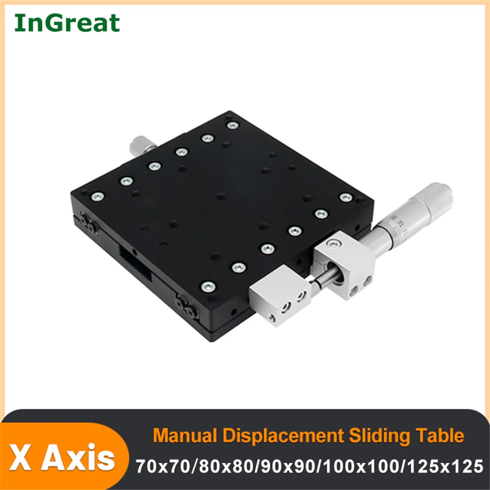 

X Axis Manual Displacement Platform Linear Stage Micrometer Sliding Table Cross Roller Guide LX70-L LX80-C LX90-R LX100-L LX125