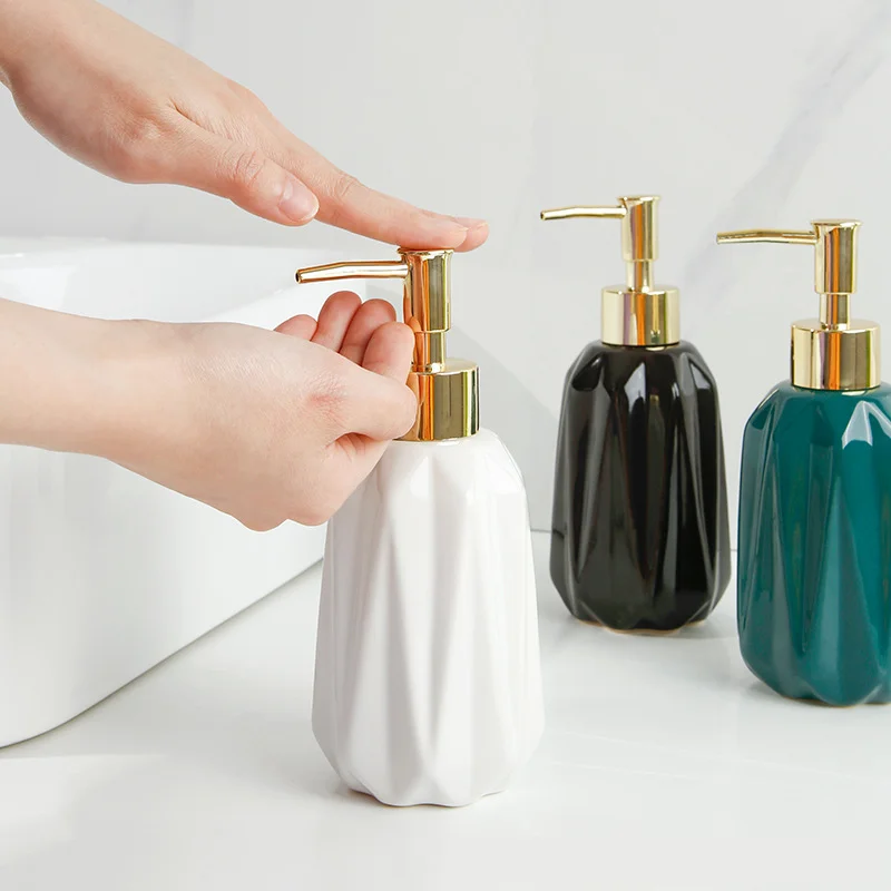 

Lightweight And Portable Push-Type Ceramic Craft Soap Bottle Bathroom Supplies Use To Store Various Liquids