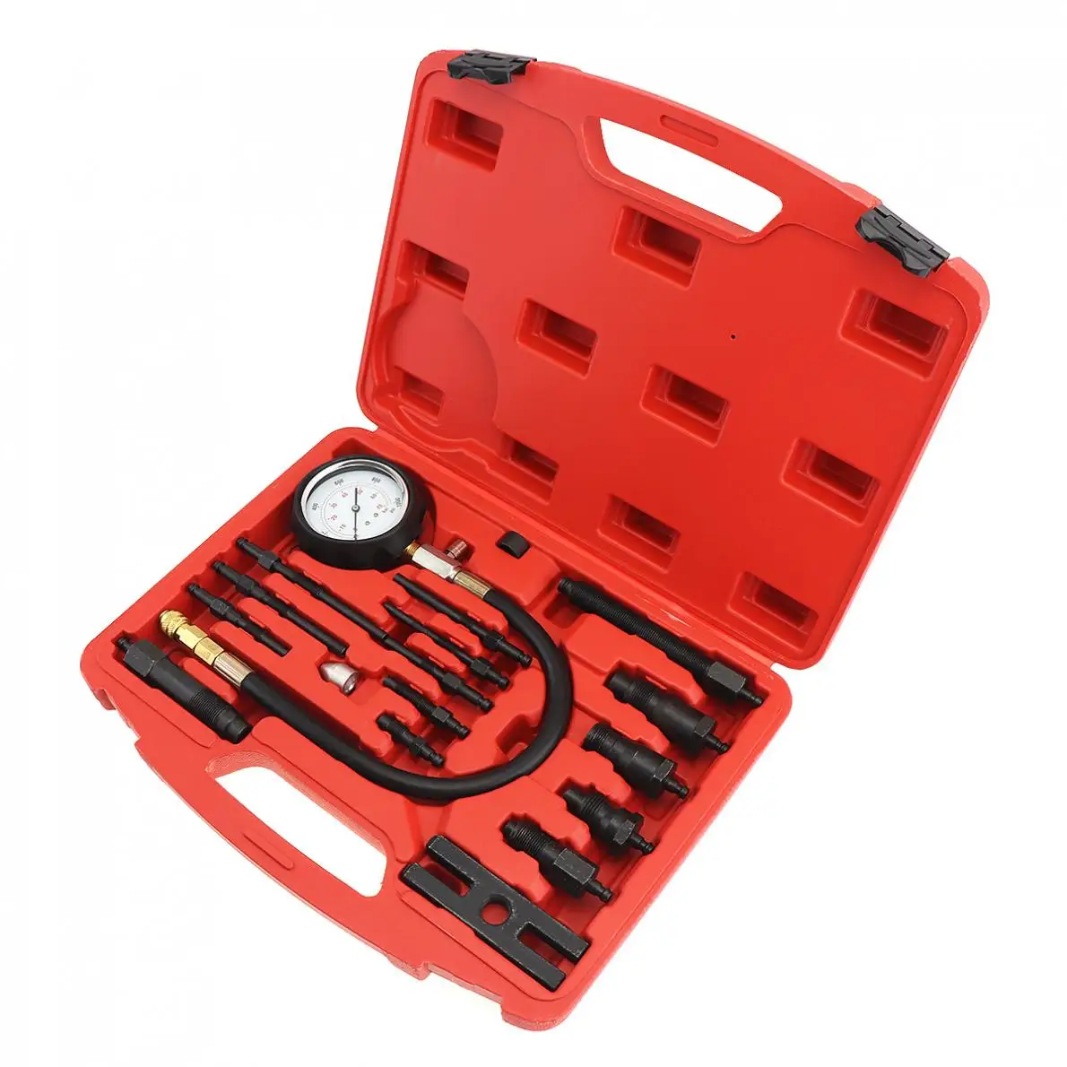 

Universal 0-1000 PSI / 0-70 Bar Portable Replaceable Engine Compression Diagnostic Tool Pressure Tester Kit for Car