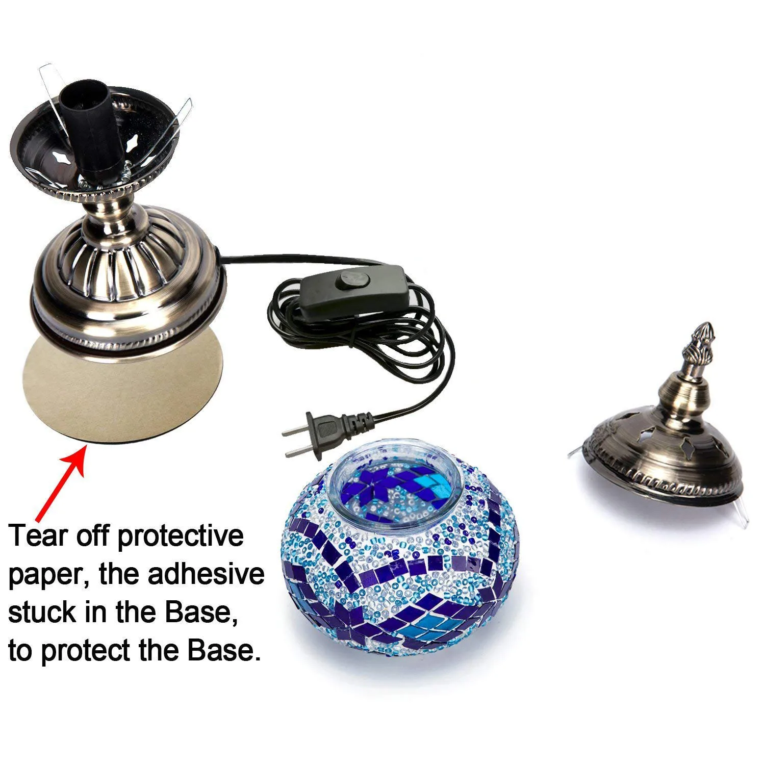 Andmade Турецкая мозаичная Настольная лампа с алмазной мозаики Фонари Бронзовый