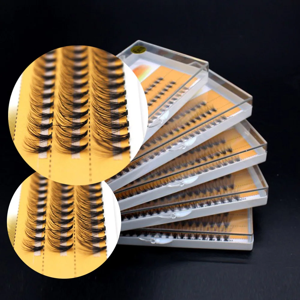 

4 trays/lot Artificial 8mm/10mm/12mm Natural Soft Fake Eyelash Extension 3d volume Lashes fans false individual eyelashes