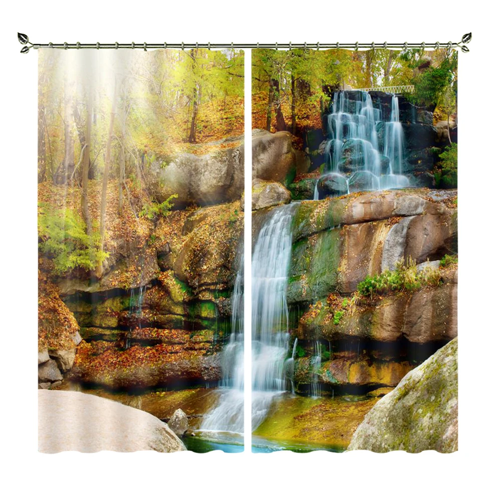 

Светонепроницаемые занавески с изображением леса и камня