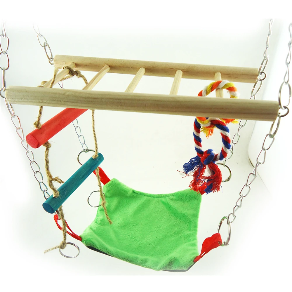

Sheens Parrot Swing Bed Parakeet Rest Hammock with Ladder Pets Birds Climbing