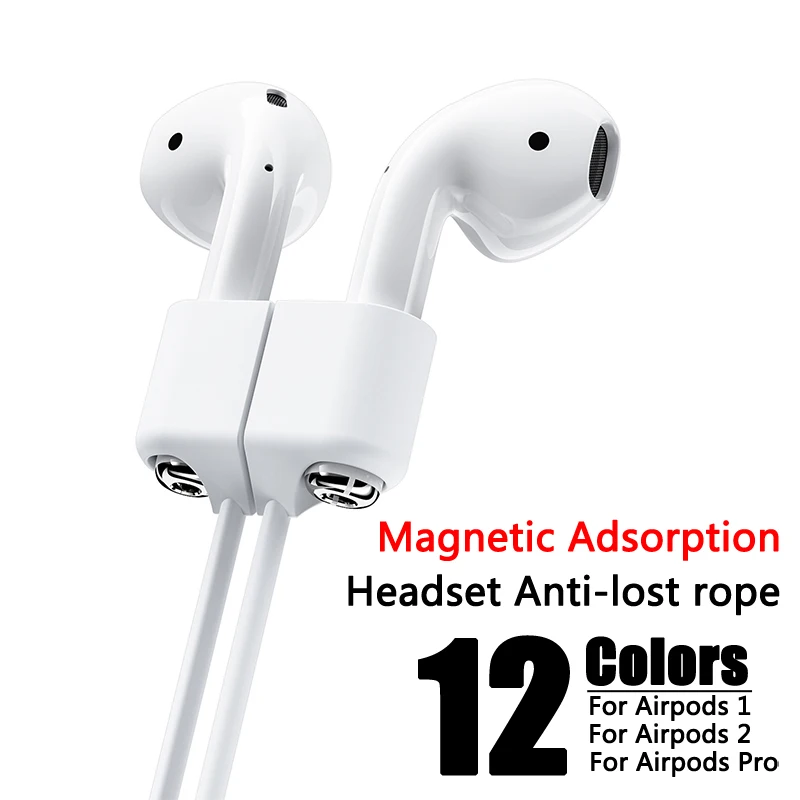 Magnetic Earphone Strap Anti-Lost Silicone Rope Holder Cable For Airpods 1 2 3 Wireless Bluetooth Headphone Accessories | Электроника