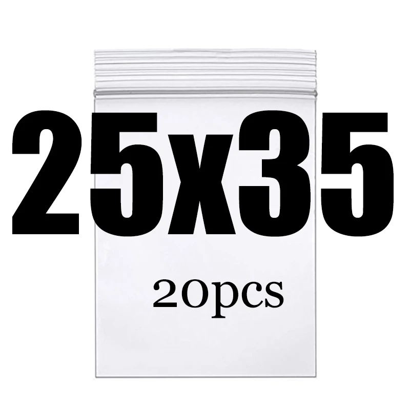 25X35CM 20PCS Высококлассные толстые прозрачные пакеты на молнии с застежкой-молнией, пищевая посылка, сумка для хранения, прозрачная пластиковая маленькая упаковочная полиэтиленовая сумка на молнии - Цвет: 25X35CM 20PCS