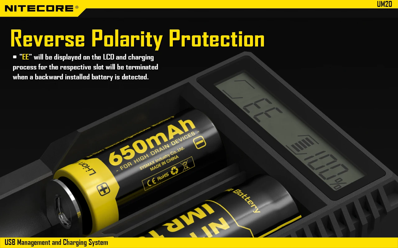 Nitecore UM2 UM4 ЖК-дисплей QC2.0 USB зарядное устройство UM10 UM20 18650 18350 16340 14500 анти короткая схема литий-ионная батарея зарядное устройство s
