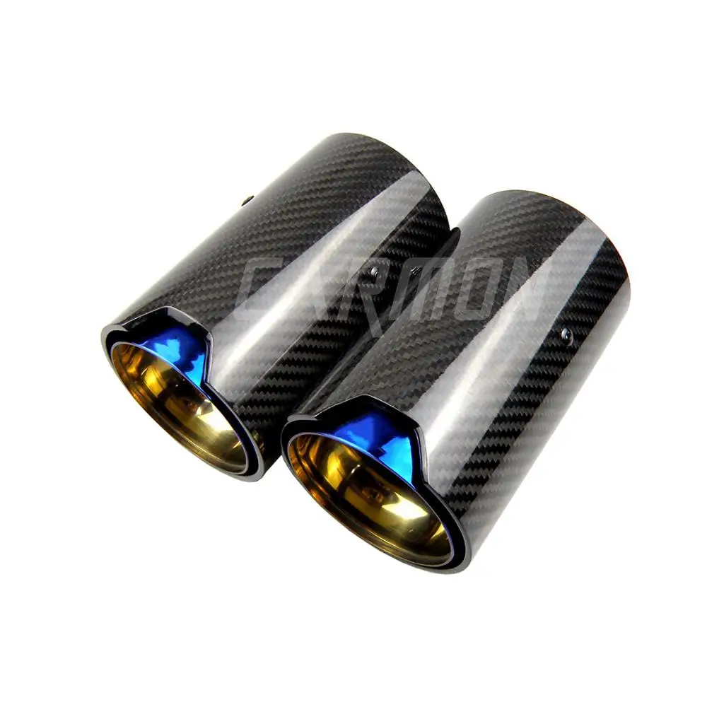 Car Universal Exhaust Pipe M LOGO Burnt Blue Carbon Fiber Exhaust Tips for M Performance Exhaust Pipe for BMW Exhaust Tips