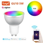 Zigbee 5W WiFi умный светильник лампочка GU10 цветная (RGB) Светодиодная лампа работа с AlexaGoogle Home 85-265V RGB + CW затемнения таймер Функция Wi-Fi лампы