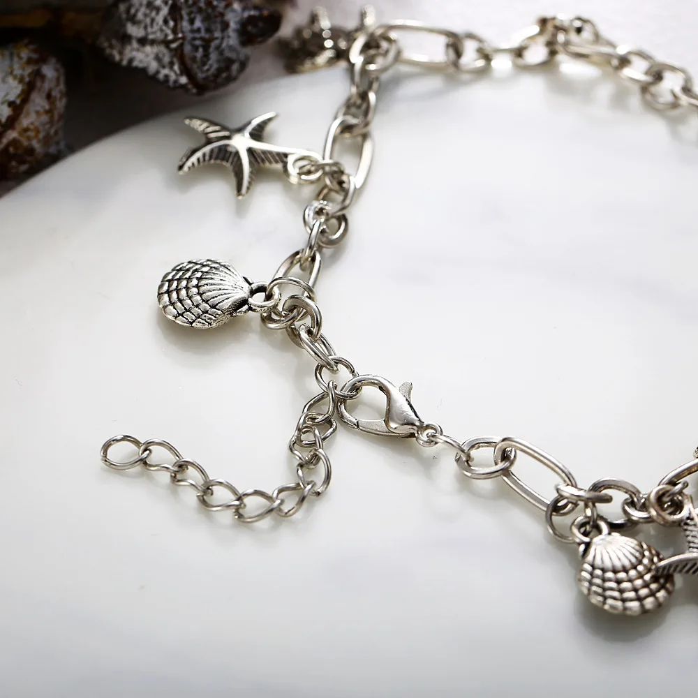 Богемский Браслет на лодыжку женские Украшения ракушки цепочка ногу анклеты