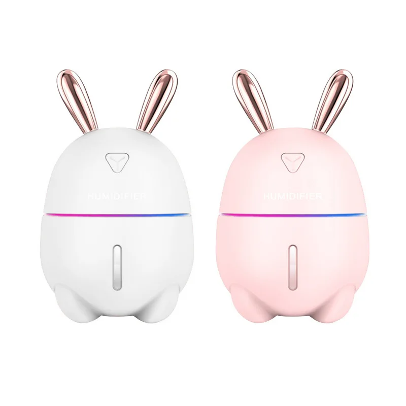 

300ML Mini Air Humidifier Cute Rabbit USB Aroma Essential Oil Diffuser Colorful Night Light Car Office Air Purifier Mist Maker