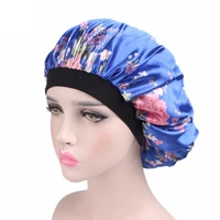 unisex adults satin hair cap nightcap wide brimmed floral sleeping cap shower cap silk bathing hats for bathroom for all seasons
