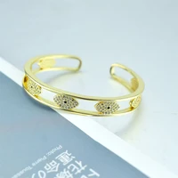 gold color fashion cz evil eye bangles for women girl wholesale bracelet bangle female lucky party jewelry gift