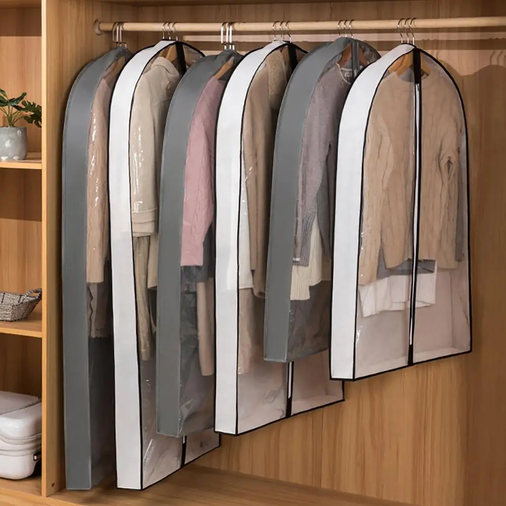 

PEVA Useful Zipper Closure Clothes Dust Cover Clothes Bag Waterproof Space-Saving PEVA Hanging Garment Cover Household Supplies