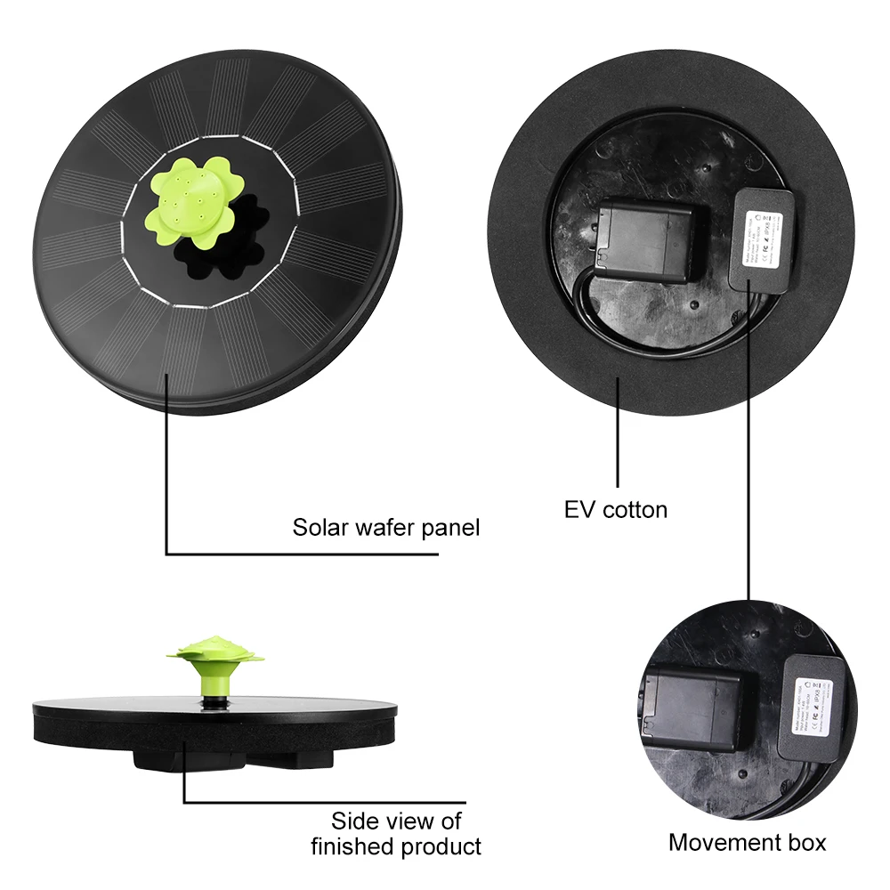 1.4W Solar Fountain Powered Pump Bird Bath With 5 Sprinkler Nozzles And 1 Transferring Head | Дом и сад