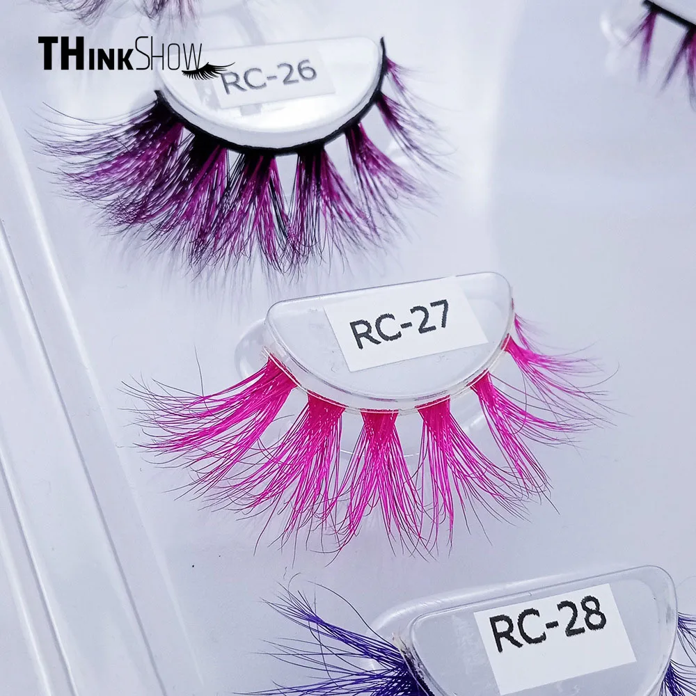 

Thinkshow Colored Mink Eyelashes Lashes Fluffy Messy 3D False Eyelashes Dramatic Long Natural Lashes Makeup Mink Fake Eyelashes