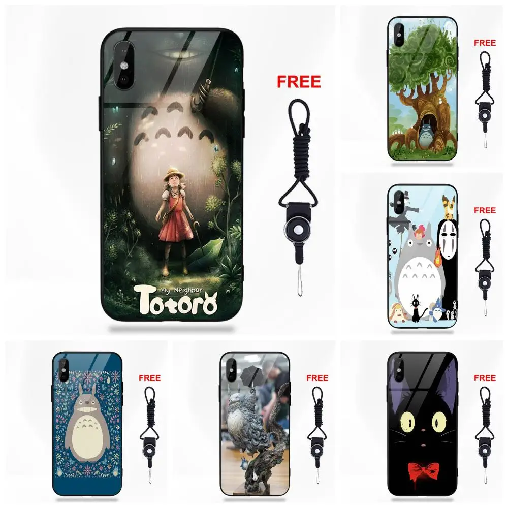 Omdnwd принт мягкая рамка из ТПУ + чехол закаленного стекла для телефона Тоторо