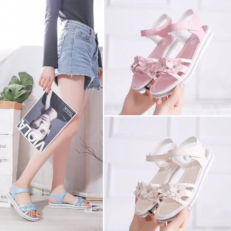 

2021 Summer Sandals Cute Flower Sandals Shoes Woman Girls Flat Beach Sandals Shoes Sandalias Ladies Sandalia Feminina