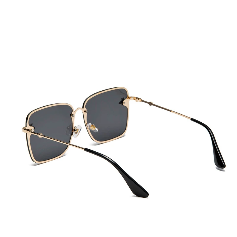 

Retro Square Sunglasses Women 2019 Brand Designer Bee Metal Frame Oversized Glasses Fashion Female Gradient Shades Oculos UV400