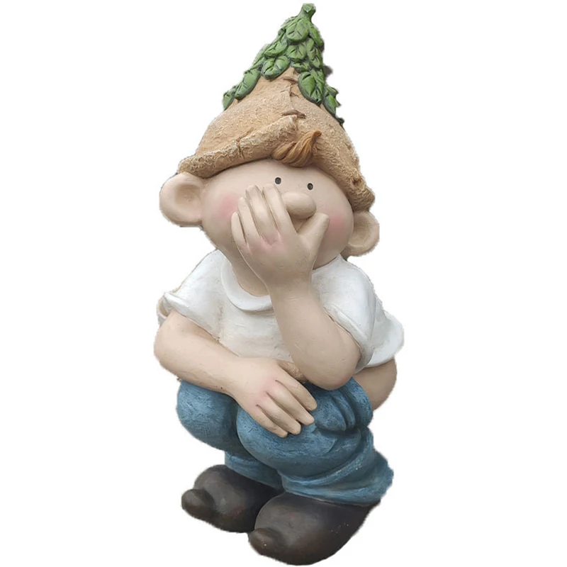 

Funny Garden Gnome Pooping Boy Statue Decorative Prank Resin Doll Craft with A Squatting Pose 20*18*40.5cm TRYC889
