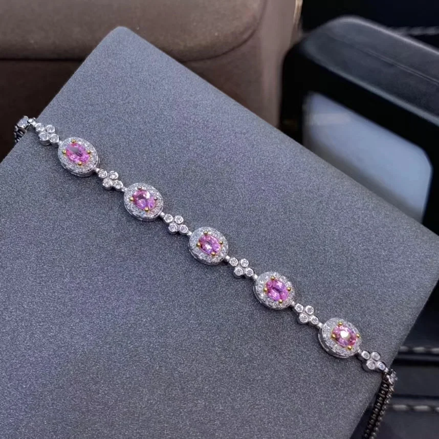 Браслет из серебра 100% пробы настоящий натуральный сапфир с натуральным сапфиром