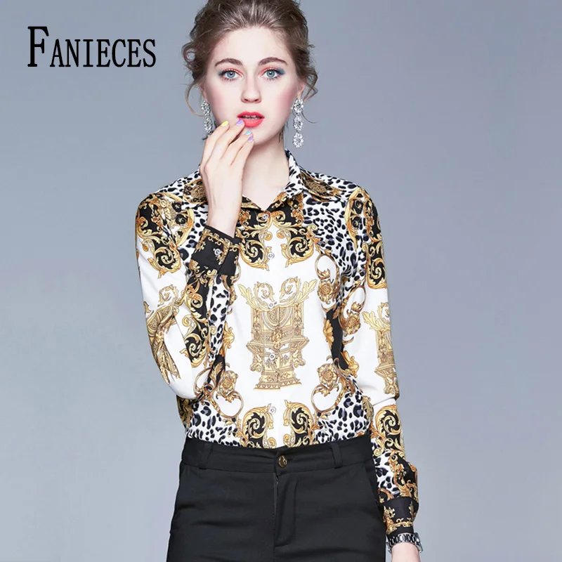 

Women's Tops Blouses 2022 High-Quality Runway Shirt Women Long Sleeve Shirts Print Vintage Blusa Feminina Comprida dropshipping