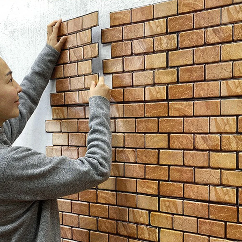 

5pcs Self -Adhesive Wall Stickers 3D Marble Brick Kitchen Wall Tiles Stickers Bathroom Mosaic Stickers Home Decor