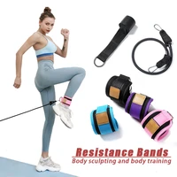 yoga resistance bands ankle strap set elastic bands with door anchor home fitness exercise leg training equipment body shaping