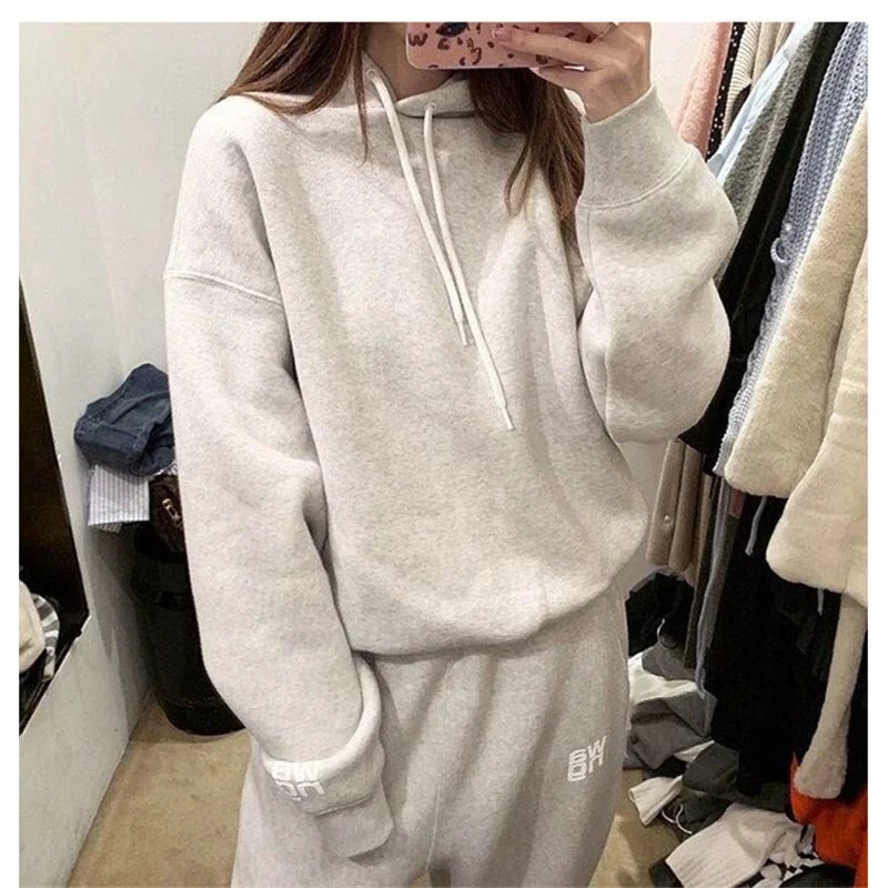 

2021 New Autumn Casual Ladies Sweatshirt Loose High Quality Women Hoodies Fashion Elegant Solid Color Female Pullovers T646