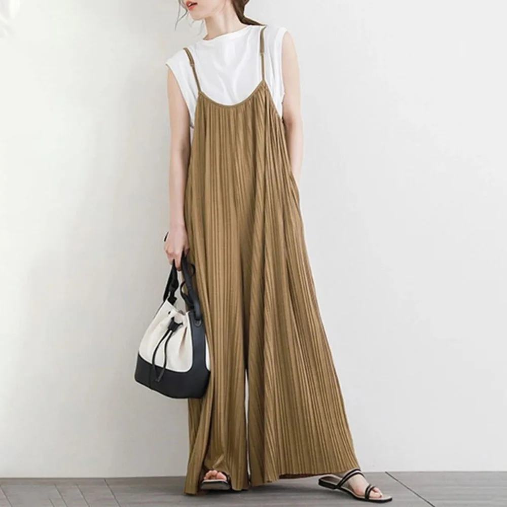 

Summer 2021 Women's New Jumpsuit Japanese Style Korean Fashion Temperament Solid Color Loose Casual Simplicity