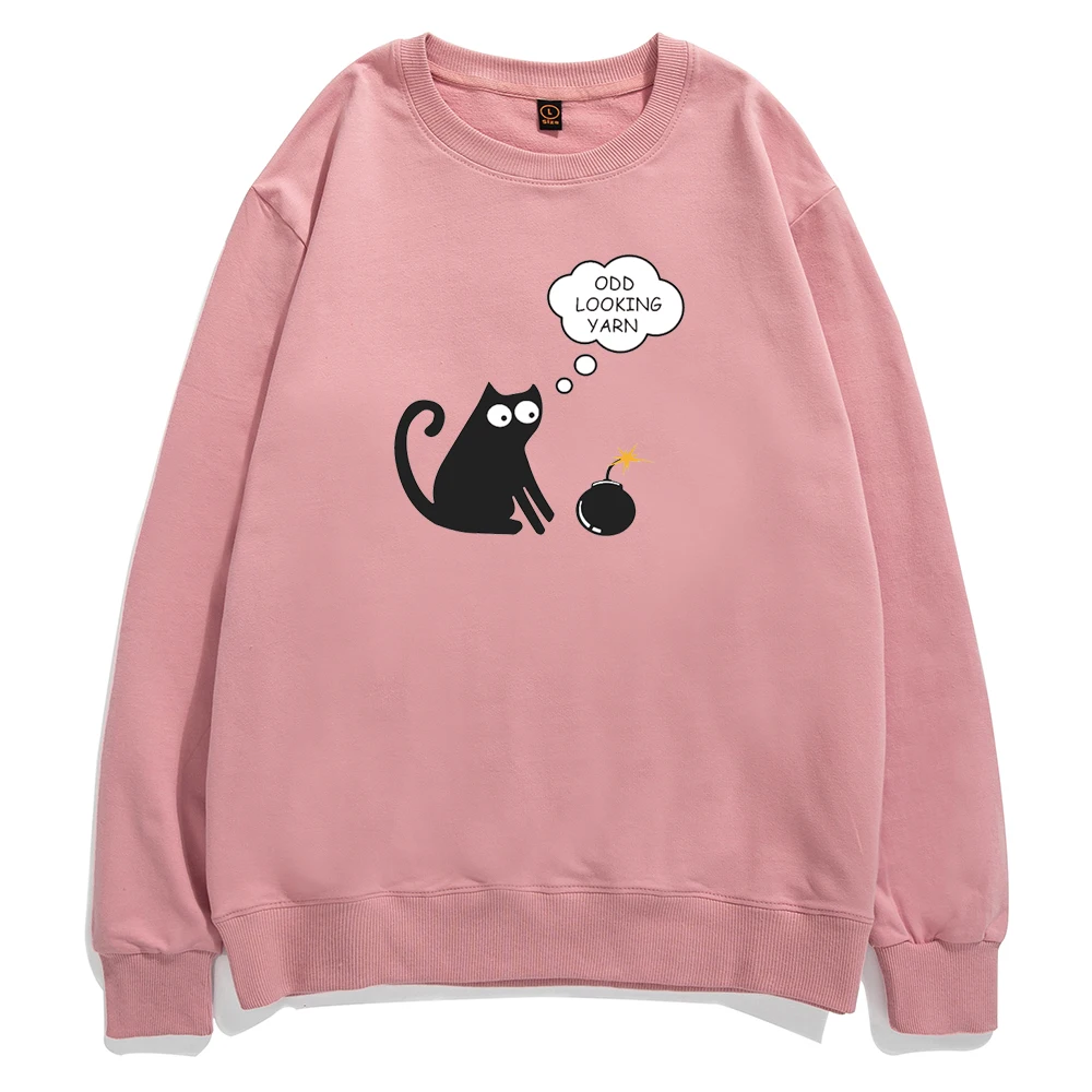 

Cat with yarn bomb Printed Pullovers Cartoon Hip Hop Cute Cat Men Hoodie 2021 Autumn Cotton Mens Sweatshirts Crewneck Streetwear