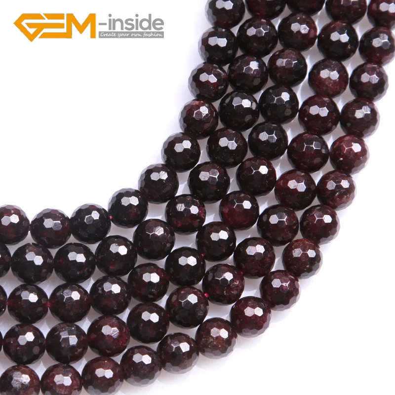 Натуральные темно-красные граненые Граненые Круглые бусины для изготовления