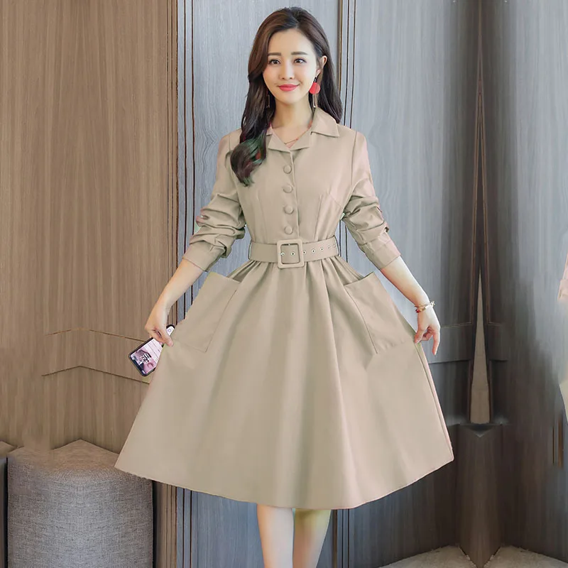 2019 осеннее Новое Женское Повседневное платье с длинными рукавами Темперамент