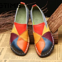 designer women genuine leather loafers mixed colors ladies ballet flats shoes female spring moccasins casual ballerina shoes