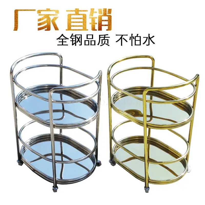 Двухслойная Стальная Круглая тележка для доставки чая ресторанов и отелей