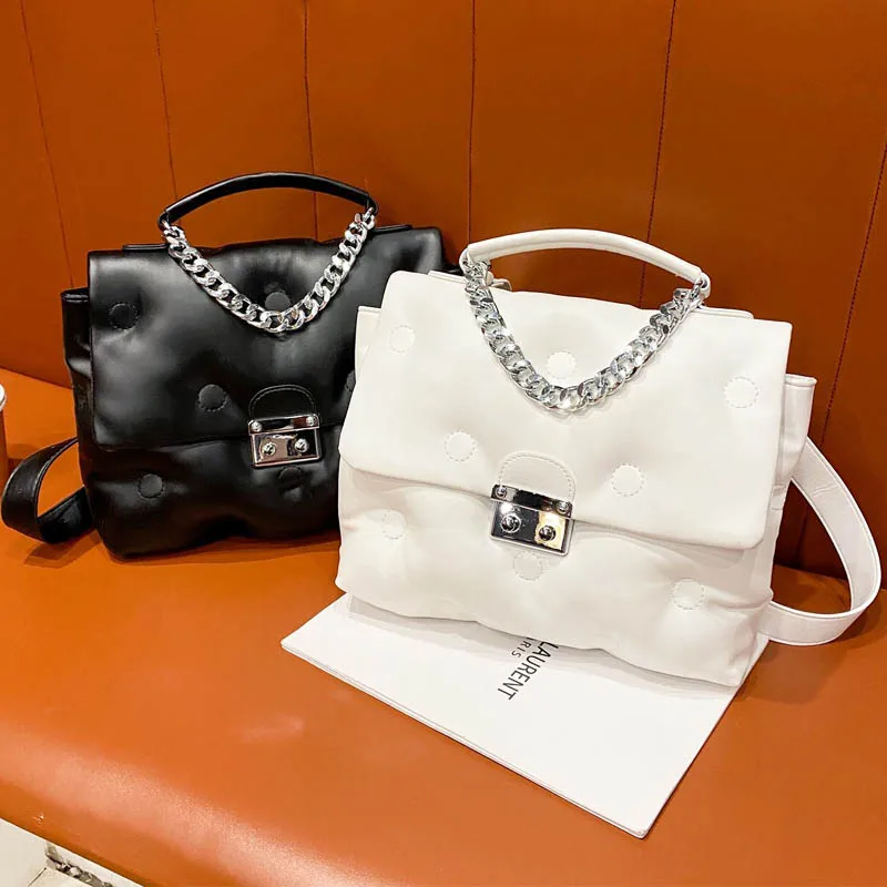 

Роскошная женская сумка 2021, зимняя сумка-подушка, мягкая водонепроницаемая кожаная сумка через плечо Eiderdown, женские хлопковые клатчи, сумка ...