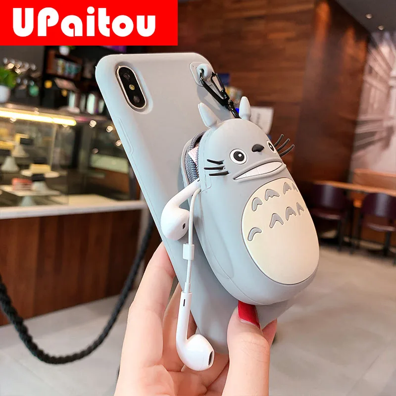 UPaitou мультяшный чехол-кошелек на молнии для iPhone SE 2020 11 Pro Max 6s 7 8 Plus X XR XS Мягкий