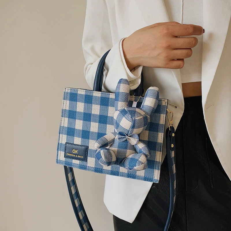 

Модная клетчатая хлопковая Вместительная женская сумка 4 цветов, зимняя женская сумочка, сумки и сумки для женщин, женская сумка