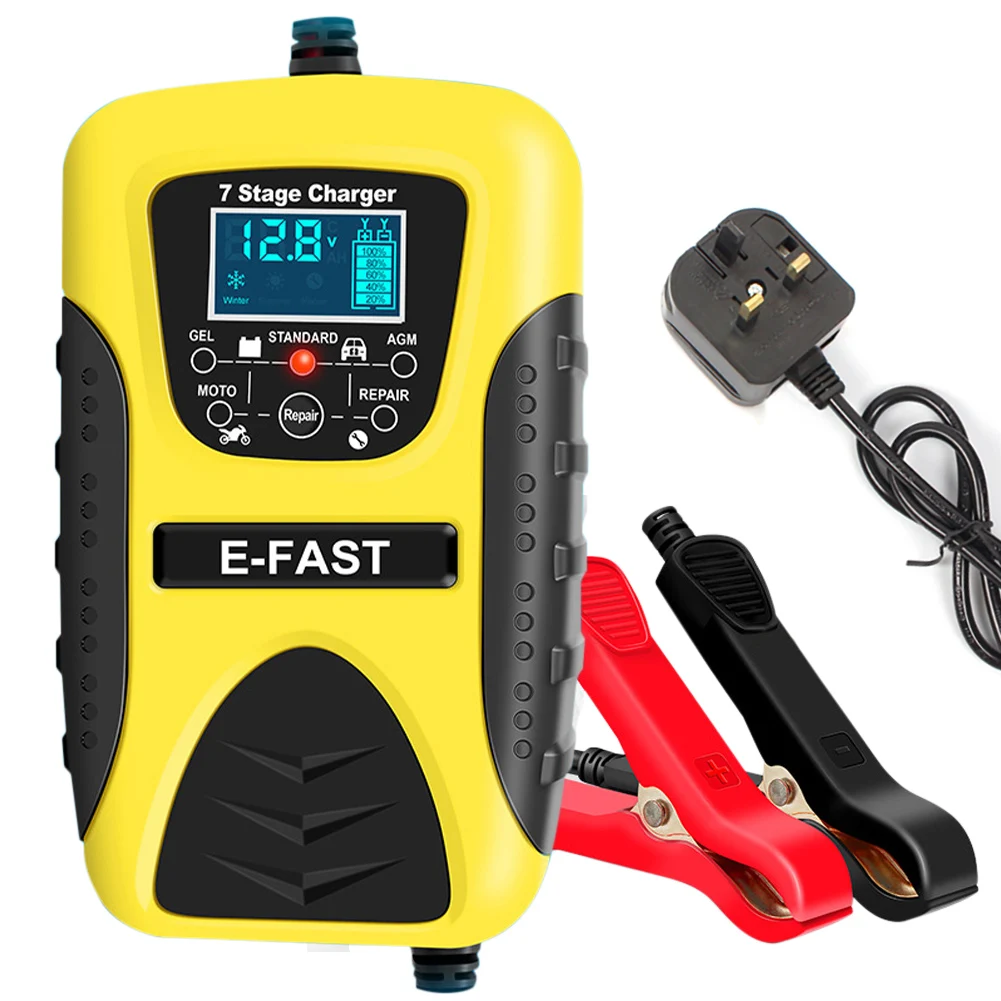 

Full Automatic Car Battery Charger 12V 7A 7-Stage Automatic Charging LCD Display Motorcycle Lead-Acid Battery Repair Charger