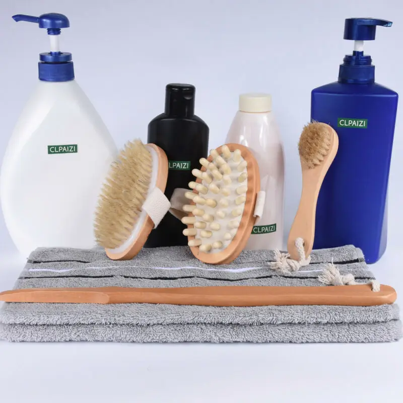 Новая Профессиональная щетка для сухой кожи массажер с натуральной щетиной спа