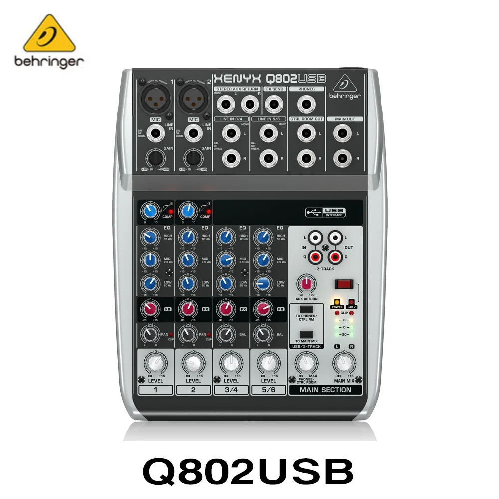 

Genuine BEHRINGER Q802USB Professional Home Mini Mixer Sound Card Recording Studio Phone