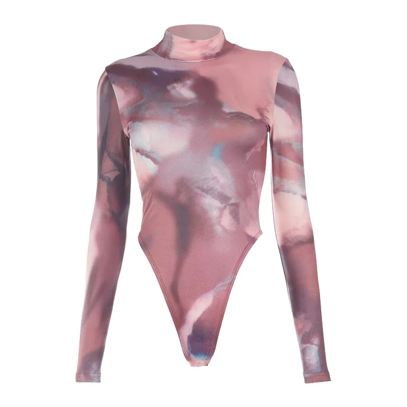 

Sexy Fashion Women Rompers Long Sleeve Digital Print Bodysuit Party Club Streetwaer 2021 Spring Summer