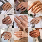 Набор женских колец с золотой Луной и звездой, винтажное металлическое кольцо с цепочкой 17 км, минималистичные украшения кольца на пальцы фаланги, 2021