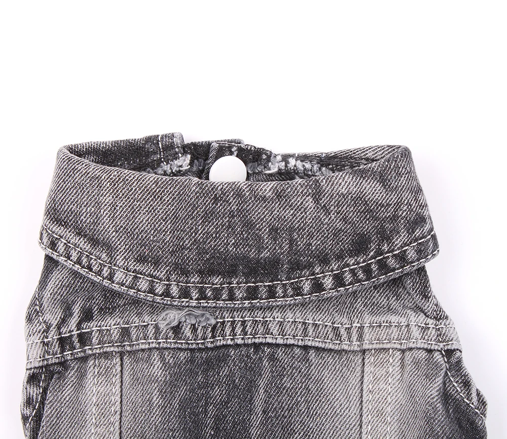 Джинсовая куртка с дырками для маленьких домашних животных собак кошек черная