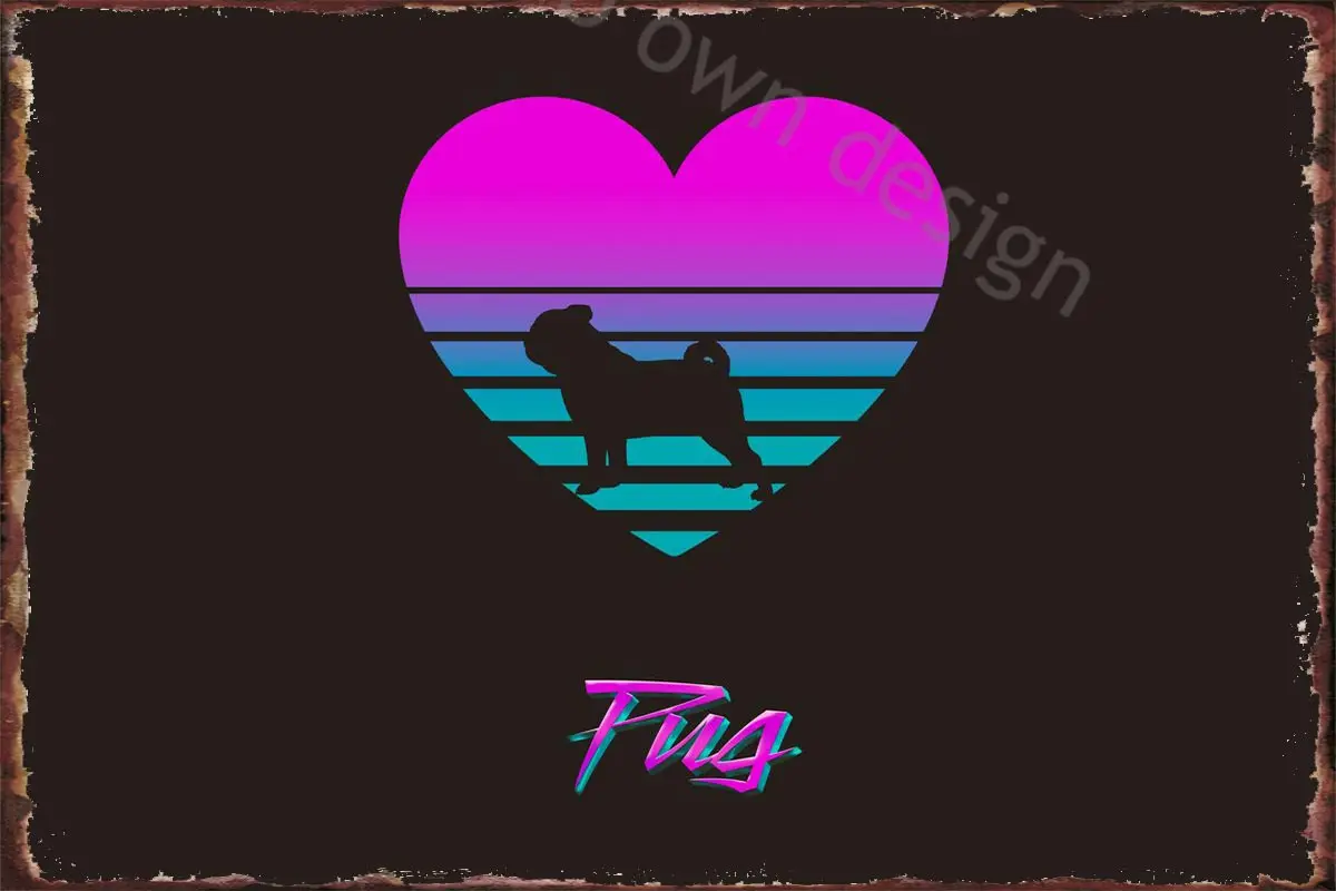 

Металлический жестяной знак в виде мопса Vaporwave, жестяные таблички, Настенный декор, украшение для комнаты в стиле ретро, винтажное украшение...